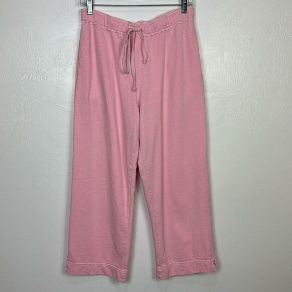 Fresh Produce Cotton Pink Jersey Knit Straight Leg Cropped Pants Size S - Picture 1 of 7